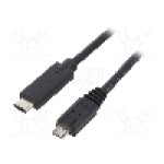 Cablu USB B micro mufa, USB C mufa, USB 2.0, lungime 1.2m, negru, QOLTEC - 50476