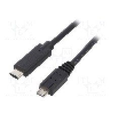 Cablu USB B micro mufa, USB C mufa, USB 2.0, lungime 1.2m, negru, QOLTEC - 50476