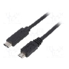 Cablu USB B micro mufa, USB C mufa, USB 2.0, lungime 1.5m, negru, QOLTEC - 50477