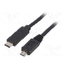 Cablu USB B micro mufa, USB C mufa, USB 2.0, lungime 1m, negru, QOLTEC - 50475