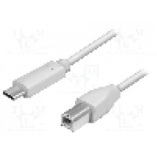 Cablu USB B mufa, USB C mufa, USB 2.0, lungime 1m, gri, LOGILINK - CU0160