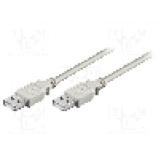 Cablu din ambele parţi, USB A mufa, USB 2.0, lungime 1.8m, gri, Goobay - 93375