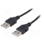 Cablu din ambele parţi, USB A mufa, USB 2.0, lungime 1.8m, negru, AKYGA - AK-USB-11