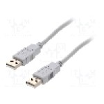 Cablu din ambele parţi, USB A mufa, USB 2.0, lungime 1m, gri, BQ CABLE - CAB-USBAA/1