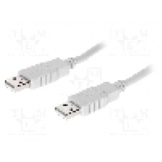 Cablu din ambele parţi, USB A mufa, USB 2.0, lungime 3m, gri, BQ CABLE - CAB-USB2AA/3.0-GY