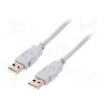 Cablu din ambele parţi, USB A mufa, USB 2.0, lungime 3m, gri, BQ CABLE - CAB-USBAA/3