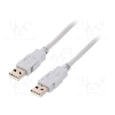 Cablu din ambele parţi, USB A mufa, USB 2.0, lungime 3m, gri, BQ CABLE - CAB-USBAA/3
