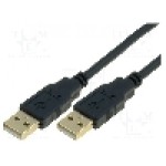 Cablu din ambele parţi, USB A mufa, USB 2.0, lungime 3m, negru, VCOM - CU203G-B-030-PB
