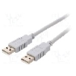 Cablu din ambele parţi, USB A mufa, USB 2.0, lungime 5m, gri, BQ CABLE - CAB-USBAA/5