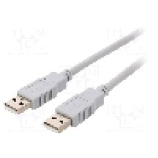 Cablu din ambele parţi, USB A mufa, USB 2.0, lungime 5m, gri, BQ CABLE - CAB-USBAA/5
