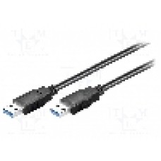 Cablu din ambele parţi, USB A mufa, conexiune 1:1, USB 3.0, lungime 0.5m, negru, Goobay - 95716