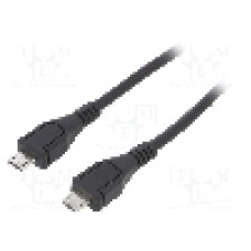 Cablu din ambele parţi, USB B micro mufa, USB 2.0, lungime 0.6m, negru, AKYGA - AK-USB-17