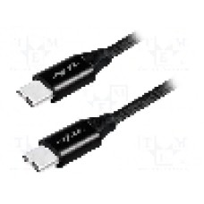 Cablu din ambele parţi, USB C mufa, USB 2.0, lungime 0.3m, negru, LOGILINK - CU0153
