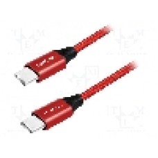 Cablu din ambele parţi, USB C mufa, USB 2.0, lungime 0.3m, roşu, LOGILINK - CU0155