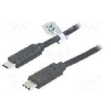 Cablu din ambele parţi, USB C mufa, USB 3.1, lungime 1m, negru, LOGILINK - CU0129