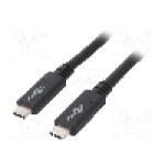 Cablu din ambele parţi, USB C mufa, USB 3.2, lungime 0.5m, negru, Goobay - 49252