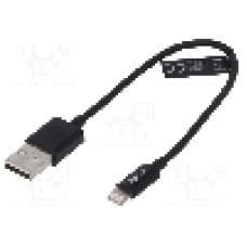 Cablu mufa Apple Lightning, USB A mufa, USB 2.0, lungime 0.18m, negru, LOGILINK - UA0240