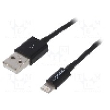 Cablu mufa Apple Lightning, USB A mufa, USB 2.0, lungime 0.38m, negru, LOGILINK - UA0242