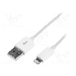 Cablu mufa Apple Lightning, USB A mufa, USB 2.0, lungime 1m, alb, LOGILINK - UA0199