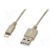 Cablu mufa Apple Lightning, USB A mufa, USB 2.0, lungime 1m, aurie, LOGILINK - UA0198