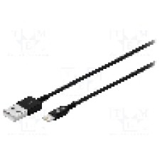 Cablu mufa Apple Lightning, USB A mufa, USB 2.0, lungime 1m, negru, Goobay - 43322