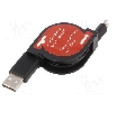 Cablu mufa Apple Lightning, USB A mufa, USB 2.0, lungime 1m, negru, Goobay - 72249