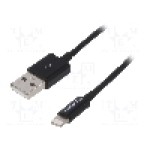 Cablu mufa Apple Lightning, USB A mufa, USB 2.0, lungime 1m, negru, LOGILINK - UA0182