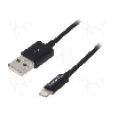 Cablu mufa Apple Lightning, USB A mufa, USB 2.0, lungime 1m, negru, LOGILINK - UA0182