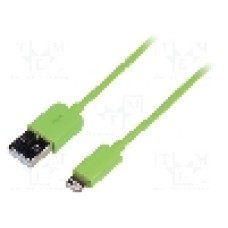 Cablu mufa Apple Lightning, USB A mufa, USB 2.0, lungime 1m, verde, LOGILINK - UA0203