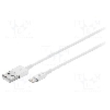 Cablu mufa Apple Lightning, USB A mufa, USB 2.0, lungime 2m, alb, Goobay, 72907, T146070