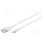 Cablu mufa Apple Lightning, USB A mufa, USB 2.0, lungime 3m, alb, Goobay, 72909, T146071