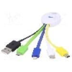 Cablu mufa Apple Lightning, USB A mufa, USB B micro mufa, USB B mini mufa, USB C mufa, {{Versiune}}, lungime 70mm, {{Culoare izolaţie}}, AKYGA - AK-AD-51