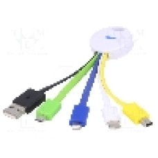 Cablu mufa Apple Lightning, USB A mufa, USB B micro mufa, USB B mini mufa, USB C mufa, {{Versiune}}, lungime 70mm, {{Culoare izolaţie}}, AKYGA - AK-AD-51