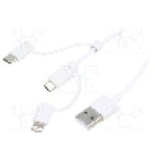Cablu mufa Apple Lightning, USB A mufa, USB B micro mufa, USB C mufa, USB 2.0, lungime 1m, alb, LOGILINK - CU0126