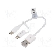 Cablu mufa Apple Lightning, USB A mufa, USB B micro mufa, {{Versiune}}, lungime 150mm, alb, LOGILINK - CU0115