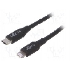 Cablu mufa Apple Lightning, USB C mufa, USB 2.0, lungime 1m, negru, Goobay - 39445