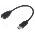 Cablu port micro USB B, USB C mufa, USB 2.0, lungime 150mm, negru, ASSMANN - AK-300316-001-S