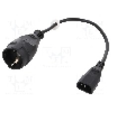 Cablu adaptor alimentare AC, 0.3m, 3 fire, negru, CEE 7/3 (F) priza, IEC C14 tata, JONEX, T143397
