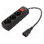 Cablu alimentare AC, 0.3m, 3 fire, culoare negru, CEE 7/3 (F) priza, IEC C14 tata, JONEX - 