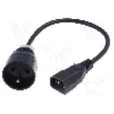 Cablu alimentare AC, 0.3m, 3 fire, culoare negru, CEE 7/5 (E) priza, IEC C14 tata, JONEX - WN217-3/07/0.3BK-1