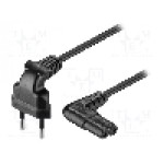 Cablu alimentare AC, 0.7m, 2 fire, culoare negru, CEE 7/16 (C) mufa in unghi, IEC C7 mama in unghi, Goobay - 97344