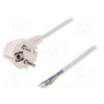 Cablu alimentare AC, 10m, 3 fire, culoare alb, cabluri, CEE 7/7 (E/F) ştecar in unghi, SCHUKO mufa, PLASTROL - W-97754