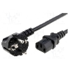 Cablu alimentare AC, 10m, 3 fire, culoare negru, CEE 7/7 (E/F) ştecar in unghi, IEC C13 mama, LIAN DUNG - 