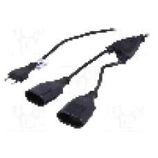 Cablu alimentare AC, 1.2m, 2 fire, culoare negru, CEE 7/16 (C) mufa, CEE 7/16 (C) soclu x2, AKYGA - AK-RD-05A