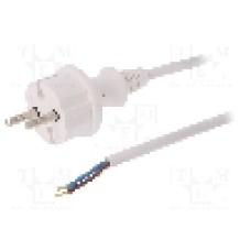 Cablu alimentare AC, 1.5m, 2 fire, culoare alb, cabluri, CEE 7/17 (C) mufa, PLASTROL - W-98345
