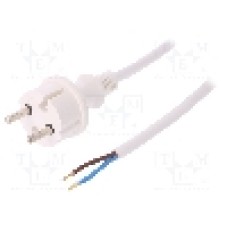 Cablu alimentare AC, 1.5m, 2 fire, culoare alb, cabluri, CEE 7/17 (C) mufa, PLASTROL - W-98359
