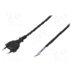 Cablu alimentare AC, 1.5m, 2 fire, culoare negru, cabluri, CEE 7/16 (C) mufa, PLASTROL - W-97144