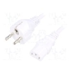 Cablu alimentare AC, 1.5m, 3 fire, culoare alb, CEE 7/7 (E/F) mufa, IEC C13 mama, LIAN DUNG - 