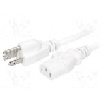 Cablu alimentare AC, 1.5m, 3 fire, culoare alb, IEC C13 mama, NEMA 5-15 (B) mufa, LIAN DUNG - 