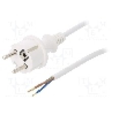 Cablu alimentare AC, 1.5m, 3 fire, culoare alb, cabluri, CEE 7/7 (E/F) mufa, SCHUKO mufa, PLASTROL - W-98369
